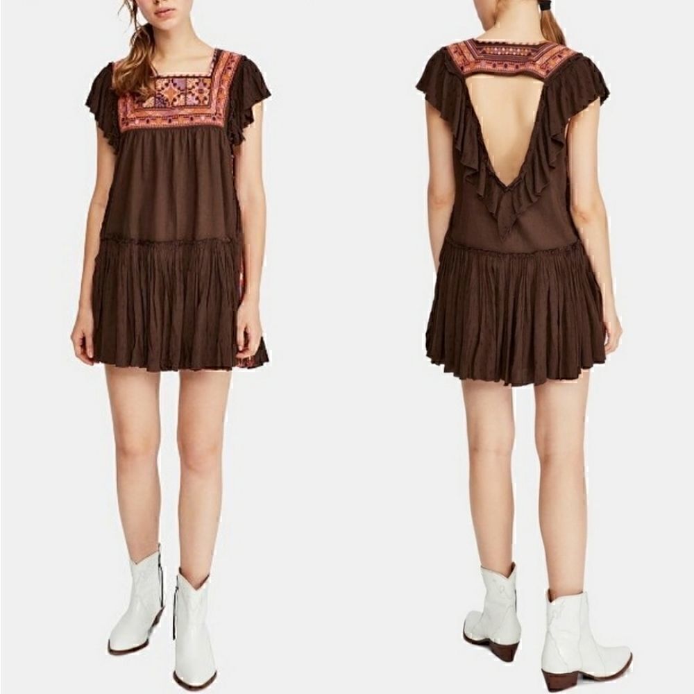 NEW FREE PEOPLE Day Glow Mini Embroidered Dress XS